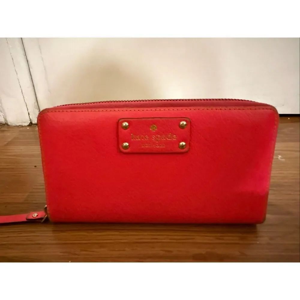 Kate Spade New York Pink Leather Zip Around Continental Wallet